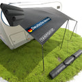 Wohnwagen Vorzelt 400 x 240 cm in Schwarz mit Aluminium-Teleskopstangen