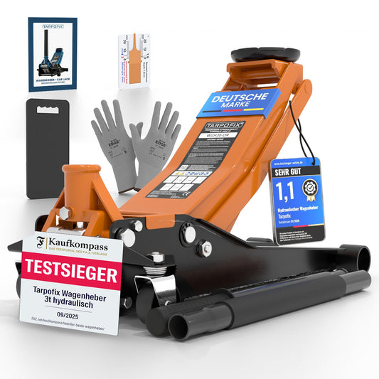 Wagenheber 3 t hydraulisch in Orange mit Doppelzylinder