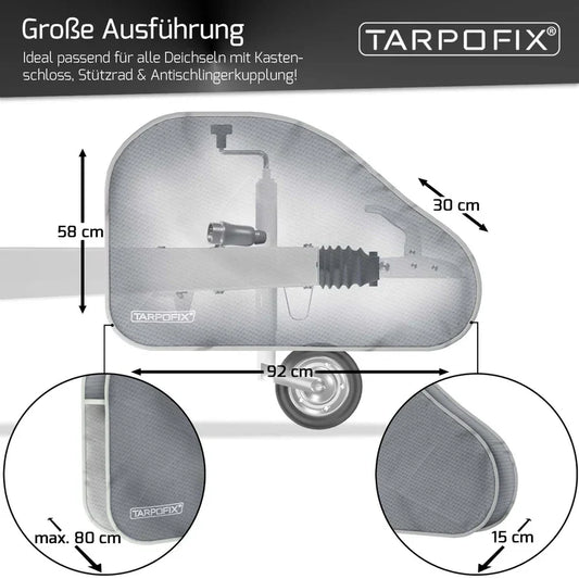 Deichselabdeckung Grau Montage am Anhänger